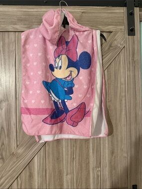 Disney Pink Minnie Mouse Hooded towel with Blue Dress Graphic